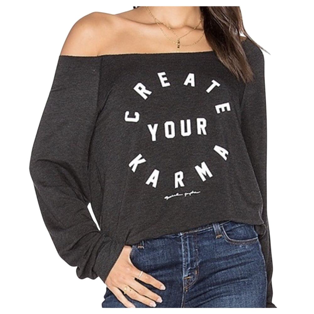 Spiritual Gangster Create Your Karma Sweater Women’s XS Gray/Black